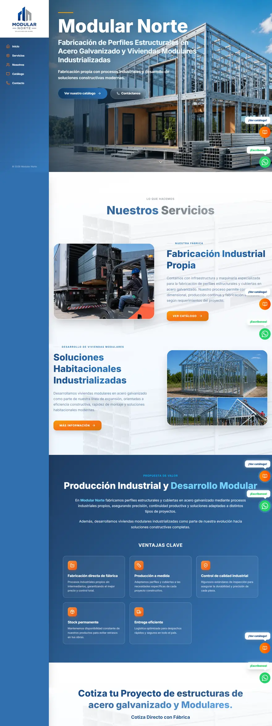 Página web de Modular Norte hecha por Faroweb